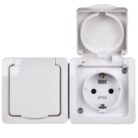 Розетка 2-м ОП Гермес Plus РСб22-3-ГПБб 16А IP54 с заземл. с крышкой бел. IEK ERMP22-K01-16-54-EC ТехноИмпульс
