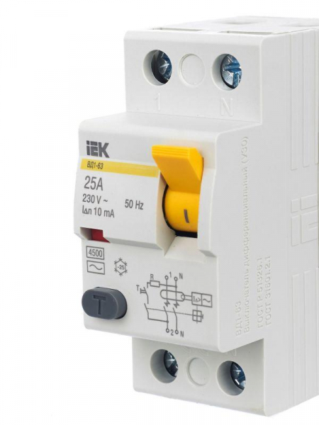 Выключатель дифференциального тока (УЗО) 2п 25А 10мА тип AC ВД1-63 KARAT IEK MDV10-2-025-010 ТехноИмпульс