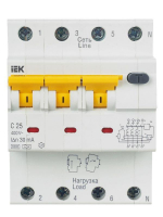 Выключатель автоматический дифференциального тока 4п (3P+N) C 25А 30мА тип A 6кА АВДТ-34 KARAT IEK MAD22-6-025-C-30 ТехноИмпульс