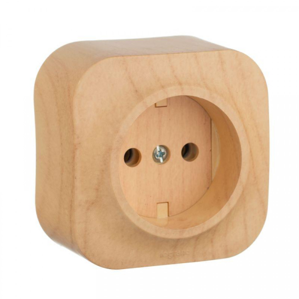 Розетка 1-м ОП Quteo 16А IP20 2P без заземл. без защ. шторок дерево IEK 782270 ТехноИмпульс