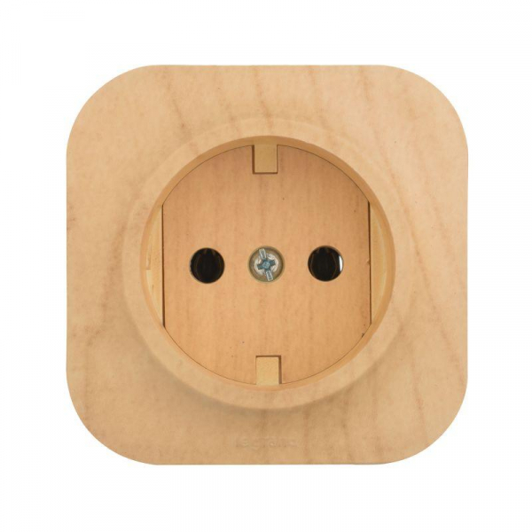 Розетка 1-м ОП Quteo 16А IP20 2P без заземл. без защ. шторок дерево IEK 782270 ТехноИмпульс