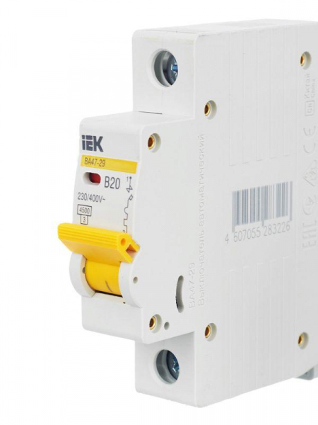 Выключатель автоматический модульный 1п B 20А 4.5кА ВА47-29 KARAT IEK MVA20-1-020-B ТехноИмпульс