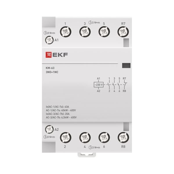 Контактор модульный КМ 63А 3NО+NC (3 мод.) EKF km-3-63-31 ТехноИмпульс