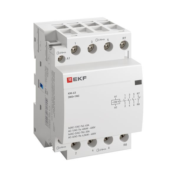 Контактор модульный КМ 63А 3NО+NC (3 мод.) EKF km-3-63-31 ТехноИмпульс