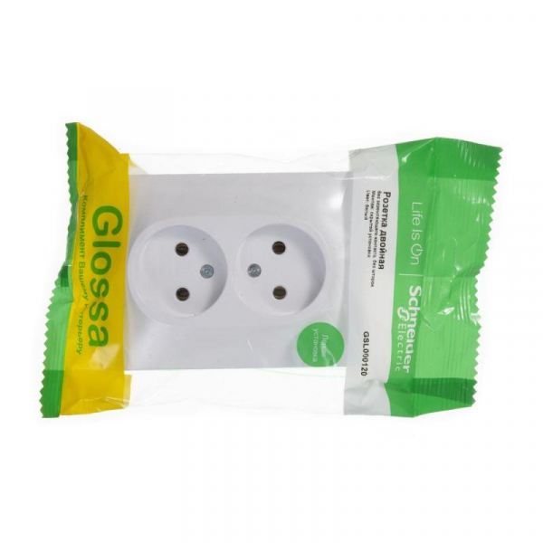 Розетка 2-м СП Glossa 16А IP20 без заземл. бел. SE GSL000120 ТехноИмпульс