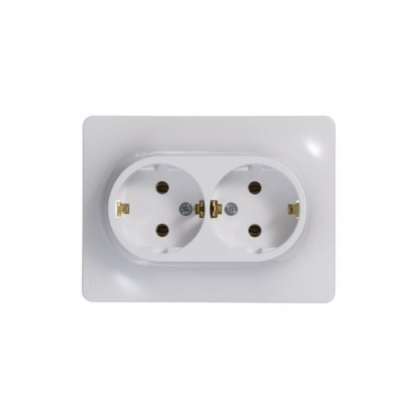Розетка 2-м СП Glossa 16А IP20 с заземл. в сборе бел. SE GSL000124 ТехноИмпульс