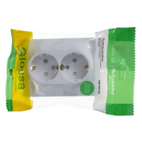 Розетка 2-м СП Glossa 16А IP20 с заземл. защ. шторки в сборе бел. SE GSL000126 ТехноИмпульс