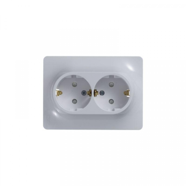 Розетка 2-м СП Glossa 16А IP20 с заземл. защ. шторки в сборе бел. SE GSL000126 ТехноИмпульс