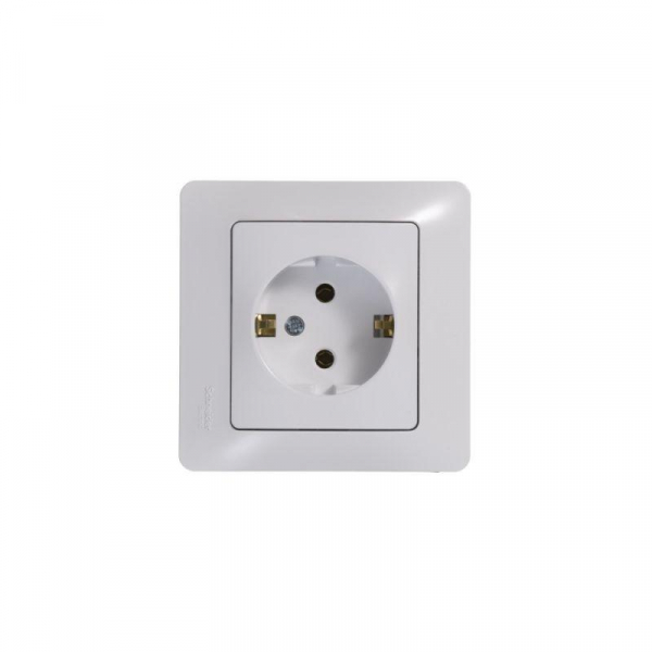 Розетка 1-м СП Glossa 16А IP20 с заземл. в сборе бел. SE GSL000142 ТехноИмпульс