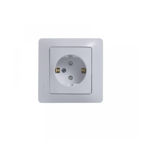 Розетка 1-м СП Glossa 16А IP20 с заземл. защ. шторки в сборе бел. SE GSL000144 ТехноИмпульс