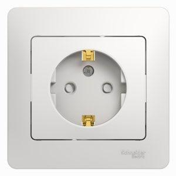 Розетка 1-м СП Glossa 16А IP20 с заземл. защ. шторки в сборе бел. SE GSL000144 ТехноИмпульс