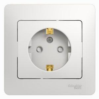 Розетка 1-м СП Glossa 16А IP20 с заземл. защ. шторки в сборе бел. SE GSL000144 ТехноИмпульс