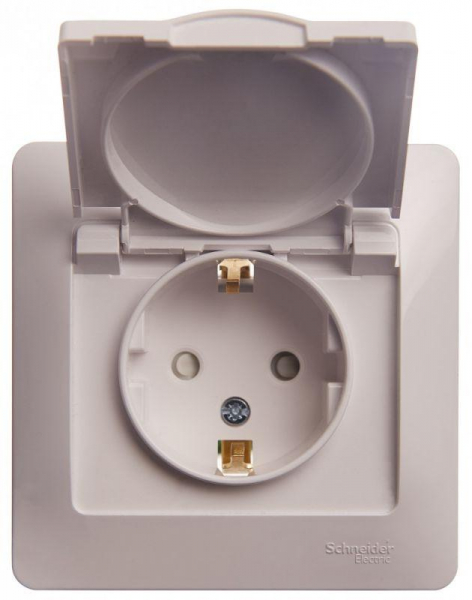 Розетка 1-м СП Glossa 16А IP20 с заземл. защ. шторки с крышкой в сборе бел. SE GSL000146 ТехноИмпульс