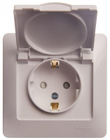 Розетка 1-м СП Glossa 16А IP20 с заземл. защ. шторки с крышкой в сборе бел. SE GSL000146 ТехноИмпульс