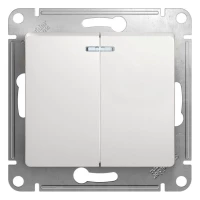 Выключатель 2-кл. СП Glossa 10А IP20 (сх. 5а) 10AX с подсветкой механизм бел. SE GSL000153 ТехноИмпульс