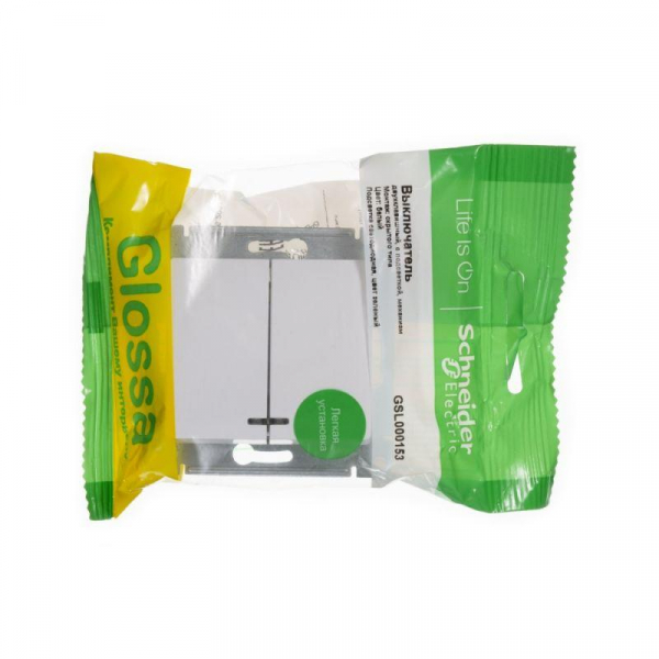 Выключатель 2-кл. СП Glossa 10А IP20 (сх. 5а) 10AX с подсветкой механизм бел. SE GSL000153 ТехноИмпульс