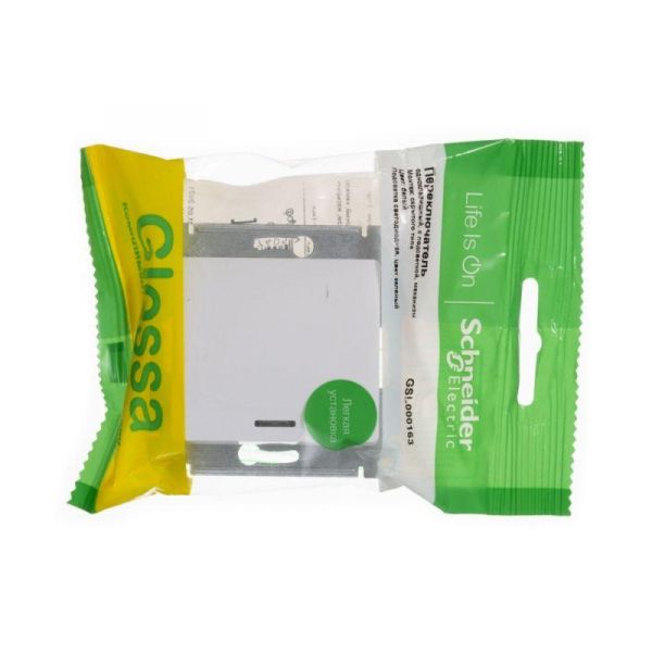 Переключатель проходной 1-кл. СП Glossa 10А IP20 (сх. 6а) 10AX с подсветкой механизм бел. SE GSL000163 ТехноИмпульс
