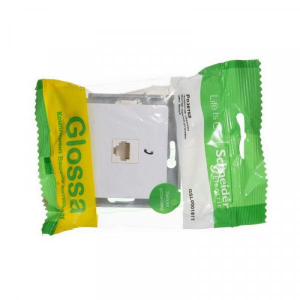 Розетка телефонная 1-м СП Glossa RJ11 механизм бел. SE GSL000181T ТехноИмпульс