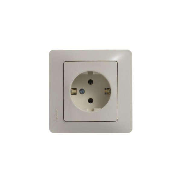 Розетка 1-м СП Glossa 16А IP20 с заземл. в сборе беж. SE GSL000242 ТехноИмпульс