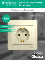 Розетка 1-м СП Glossa 16А IP20 с заземл. в сборе беж. SE GSL000242 ТехноИмпульс