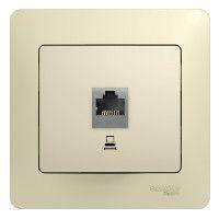 Розетка компьютерная 1-м СП Glossa RJ45 кат.5E механизм беж. SE GSL000281K ТехноИмпульс