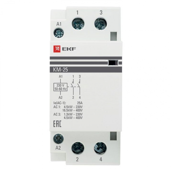 Контактор модульный КМ 25А 2NО (2 мод.) EKF km-2-25-20 ТехноИмпульс
