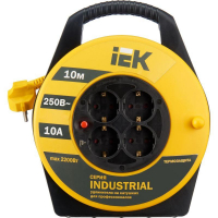 Удлинитель на катушке 4х10м с заземл. 10А IP20 Industrial УК10 3х1 термозащита IEK WKP14-10-04-10 ТехноИмпульс