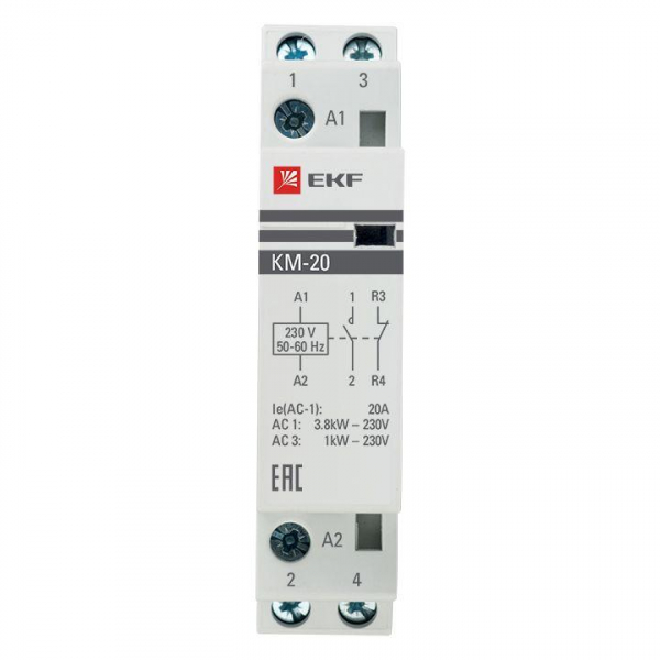 Контактор модульный КМ 20А NО+NC (1 мод.) EKF km-1-20-11 ТехноИмпульс