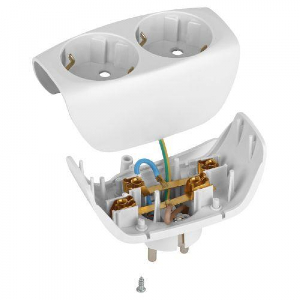Разветвитель 2-м с заземл. 16А IP20 SP-2e-W защ. шторки бел. Эра C0045528 ТехноИмпульс