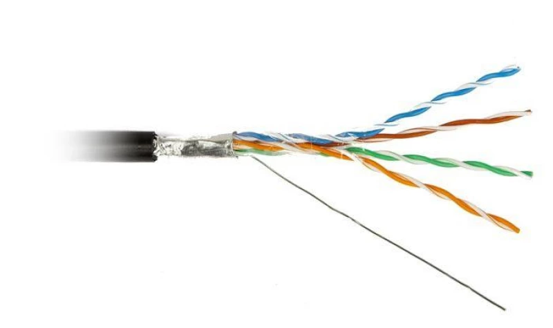 Кабель витая пара F/UTP кат.5E 4х2х24AWG solid PE Outdoor FUTP4-C5E-S24-OUT-PE-BK-500 черн. (м) Hyperline 49110 ТехноИмпульс