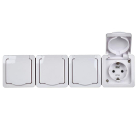 Розетка 4-м ОП Гермес Plus РСб24-3-ГПБб 16А IP54 с заземл. с крышкой бел. IEK ERMP42-K01-16-54-EC ТехноИмпульс