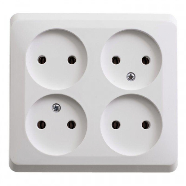 Розетка 4-м ОП Этюд 16А IP20 250В без заземл. без защ. шторок бел. SE PA16-205B ТехноИмпульс