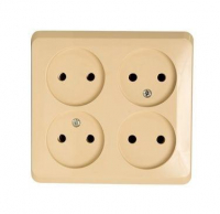 Розетка 4-м ОП Этюд 16А IP20 250В без заземл. без защ. шторок крем. SE PA16-205K ТехноИмпульс