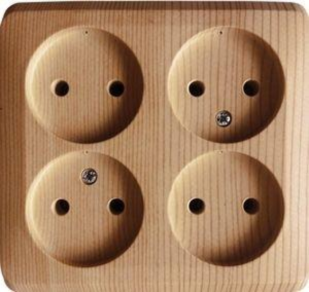 Розетка 4-м ОП Этюд 16А IP20 250В без заземл. без защ. шторок сосна SE PA16-205D ТехноИмпульс