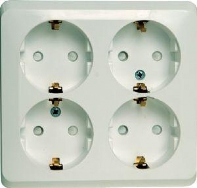 Розетка 4-м ОП Этюд 16А 250В с заземл. защ. шторки бел. SE PA16-208B ТехноИмпульс