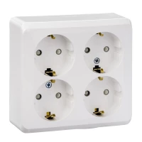 Розетка 4-м ОП Этюд 16А 250В с заземл. защ. шторки бел. SE PA16-208B ТехноИмпульс