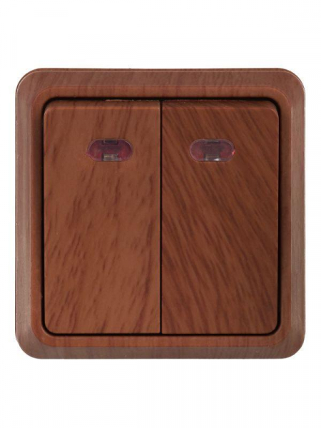 Выключатель 2-кл. ОП Октава 10А IP20 ВС20-2-1-ОД с индикацией дуб GENERICA EVO21-K04-10-DC ТехноИмпульс