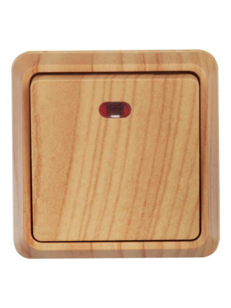 Выключатель 1-кл. ОП Октава 10А IP20 ВС20-1-1-ОС с индикацией сосна GENERICA EVO11-K03-10-DC ТехноИмпульс