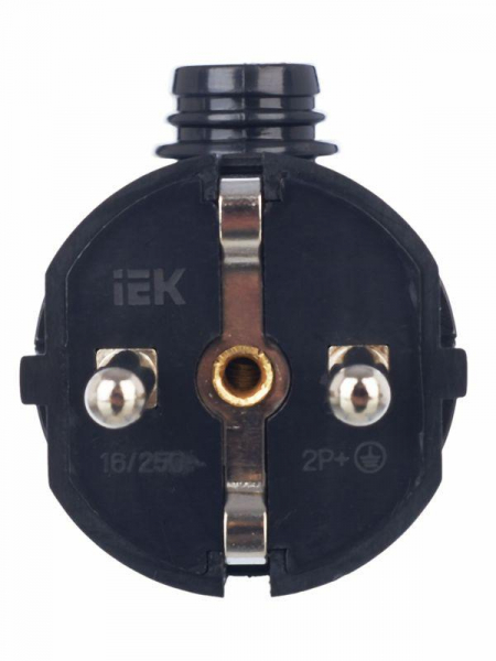 Вилка угловая ВПу11-02-Ст разборная с заземл. 16А черн. IEK EVP11-16-01-K02 ТехноИмпульс