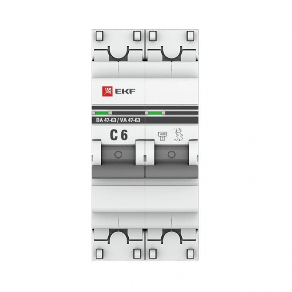 Выключатель автоматический модульный 2п C 6А 4.5кА ВА 47-63 PROxima EKF mcb4763-2-06C-pro ТехноИмпульс