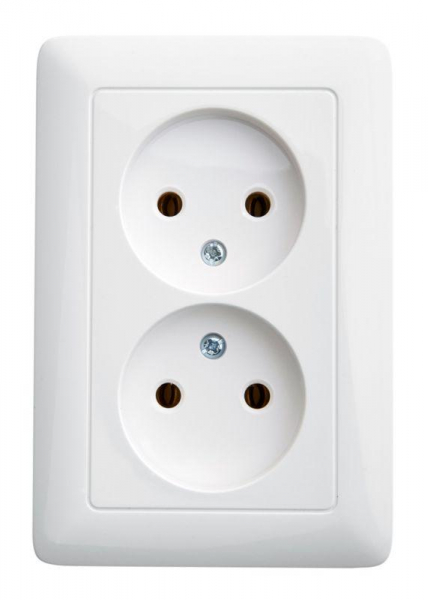 Розетка 2-м СП Хит 16А IP21 250В без заземл. без защ. шторок бел. SE RS16-235-B ТехноИмпульс