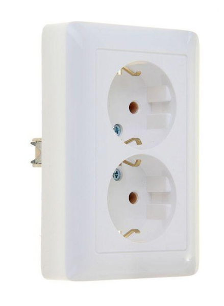 Розетка 2-м СП Хит 16А 250В с заземл. без защ. шторок бел. SE RS16-236-B ТехноИмпульс