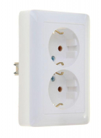 Розетка 2-м СП Хит 16А 250В с заземл. без защ. шторок бел. SE RS16-236-B ТехноИмпульс