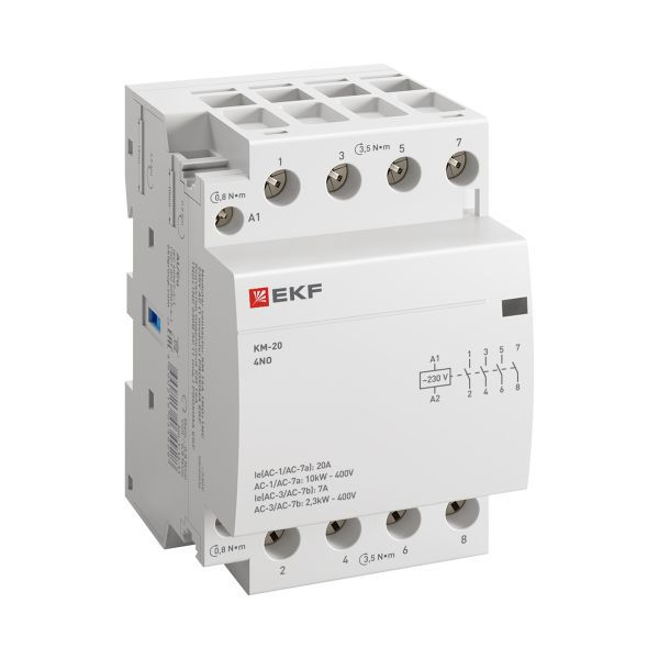 Контактор модульный КМ 20А 4NО (3 мод.) EKF km-3-20-40 ТехноИмпульс