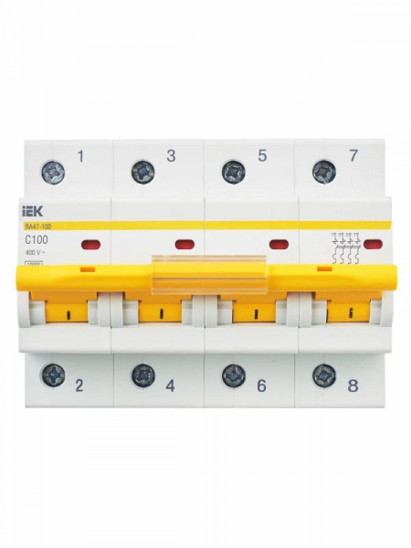 Выключатель автоматический модульный 4п C 100А 10кА ВА47-100 KARAT IEK MVA40-4-100-C ТехноИмпульс
