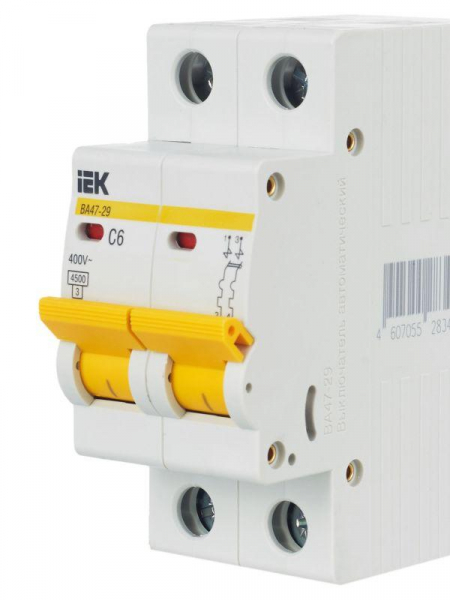 Выключатель автоматический модульный 2п C 6А 4.5кА ВА47-29 KARAT IEK MVA20-2-006-C ТехноИмпульс