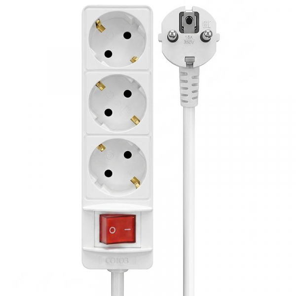 Удлинитель 3х5м с заземл. 10А IP20 2.2кВт ПВС с выкл. Союз 481S-7305 ТехноИмпульс