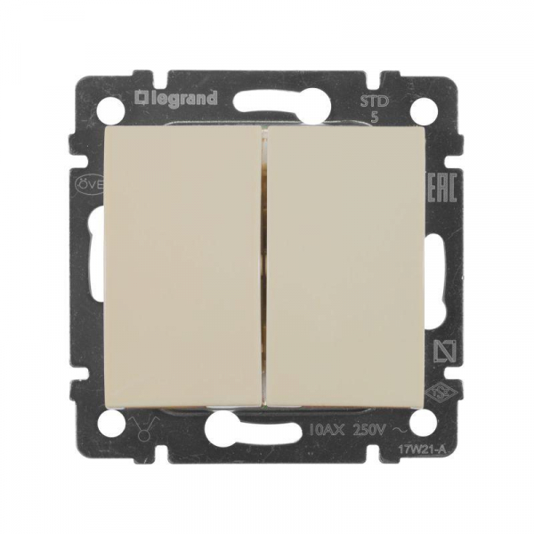 Выключатель 2-кл. СП Valena 10А IP31 250В механизм сл. кость IEK 774305 ТехноИмпульс