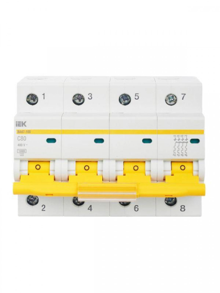 Выключатель автоматический модульный 4п C 80А 10кА ВА47-100 KARAT IEK MVA40-4-080-C ТехноИмпульс