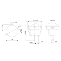 Выключатель клавишный 250В 6А (2с) ON-OFF круглый черн. Micro (RWB-105; SC-214) Rexant 36-2510 ТехноИмпульс